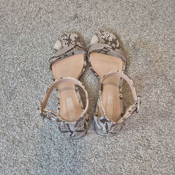 Mango Snake Skin Block Heel Sandals Shoes Size 9.5 - Picture 4 of 7